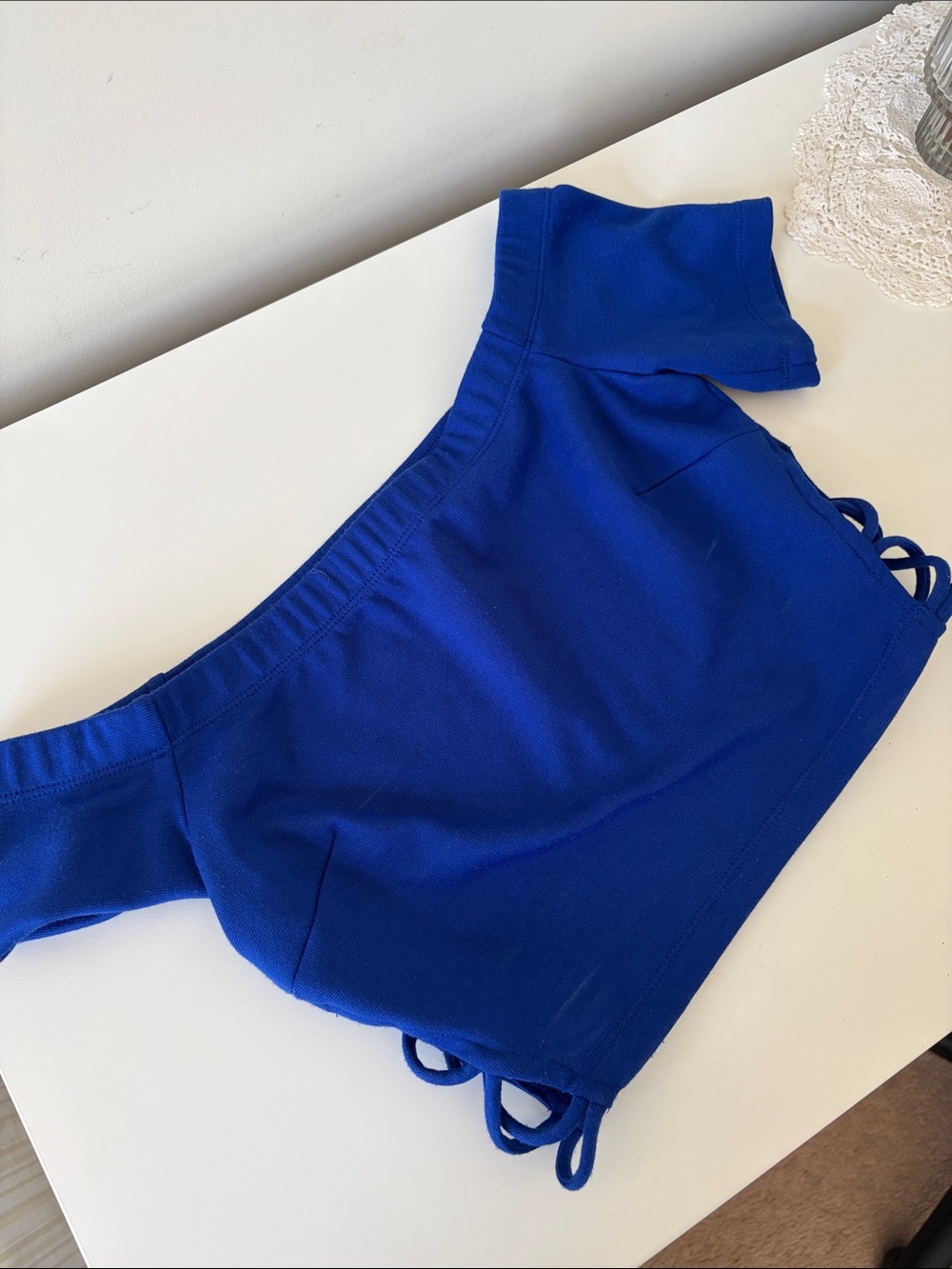 Forever 21 Royal Blue Off-Shoulder Crop Top